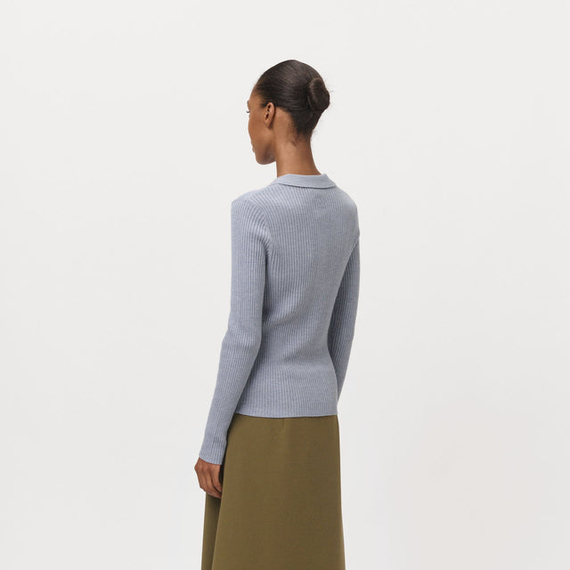 Lisa Polo Blouse Grey Melange