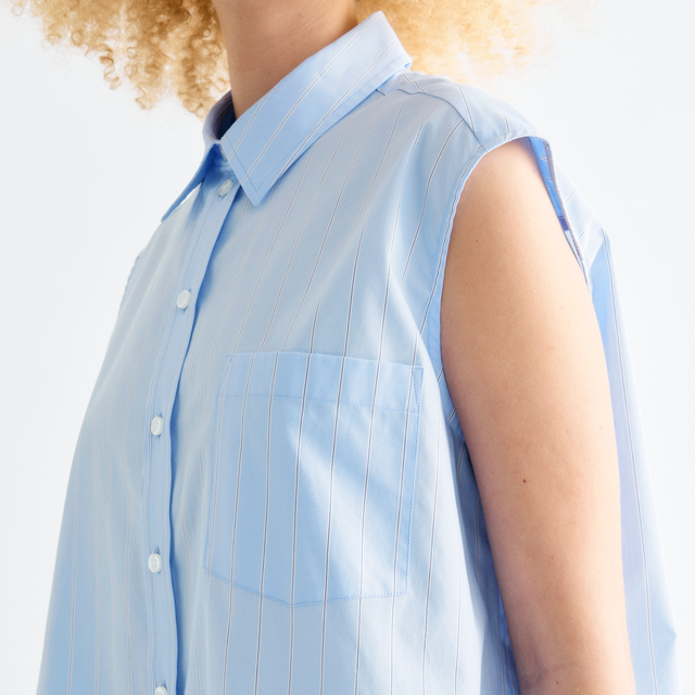 Brooklyn Ærmeløs Skjorte Lyseblå/striber