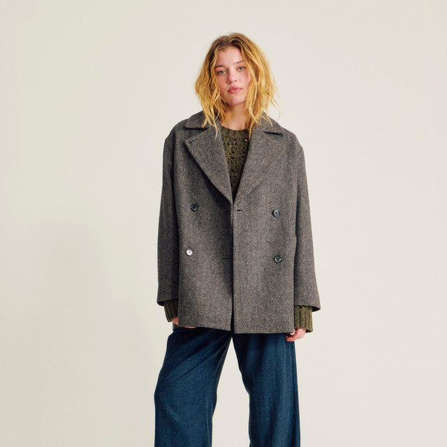 Edmonton Coat Dark Brown Herringbone