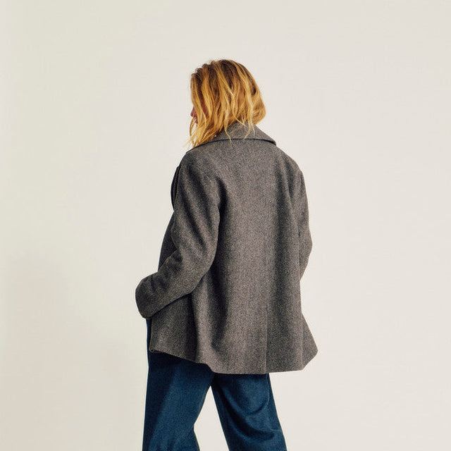 Edmonton Coat Dark Brown Herringbone