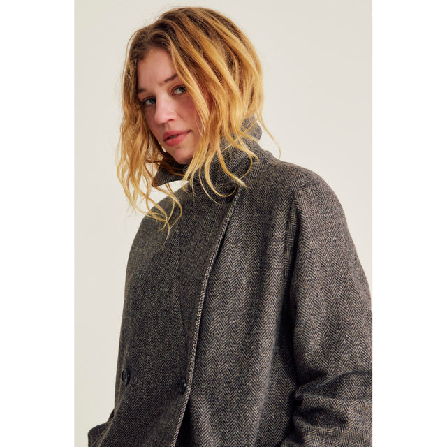 Edmonton Coat Dark Brown Herringbone