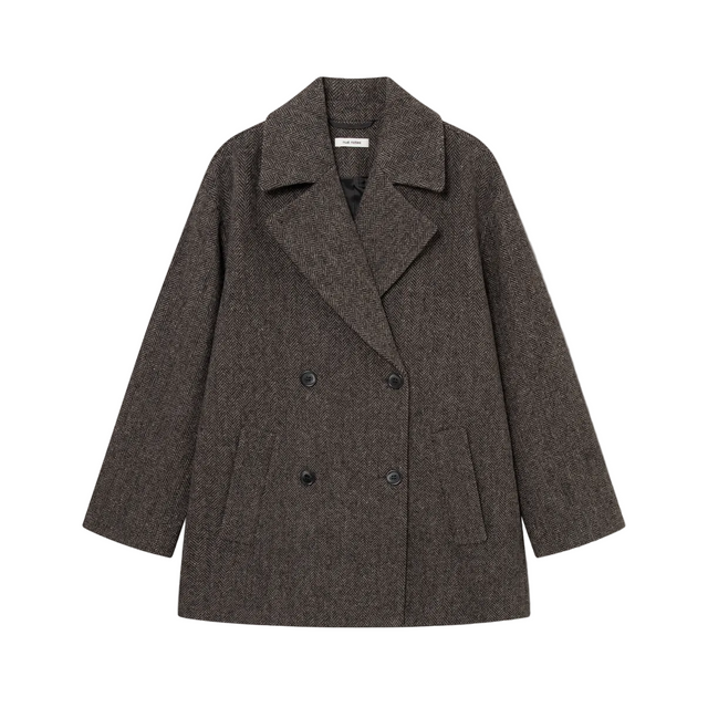 Edmonton Coat Dark Brown Herringbone