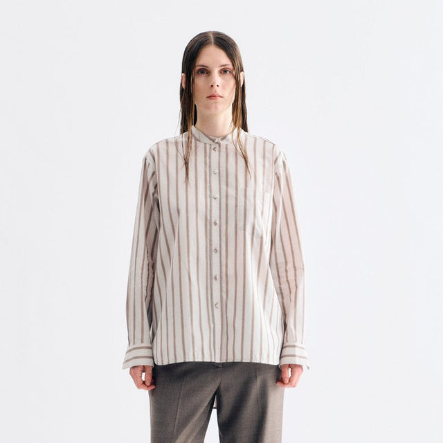 Edgar Shirt Egret Multi Stripe