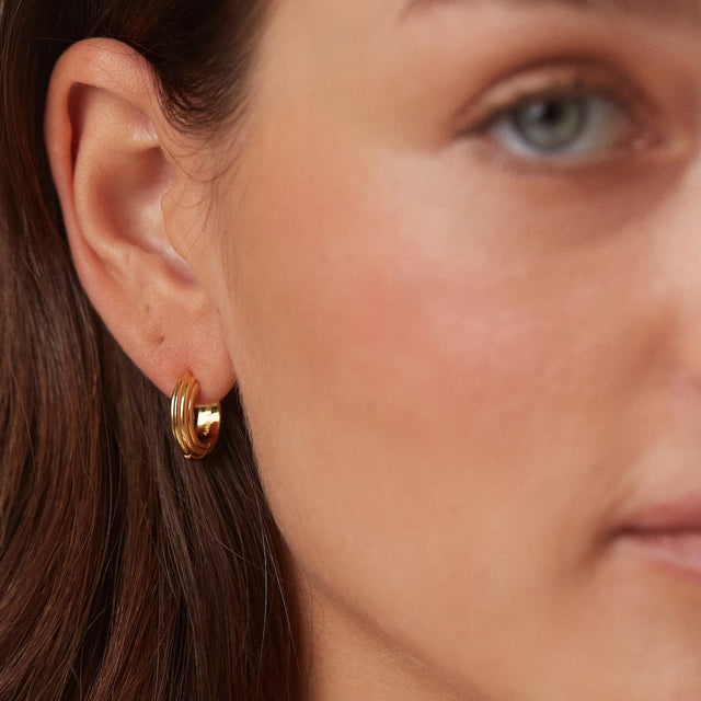 Golden Deco Hoops Petit Gold
