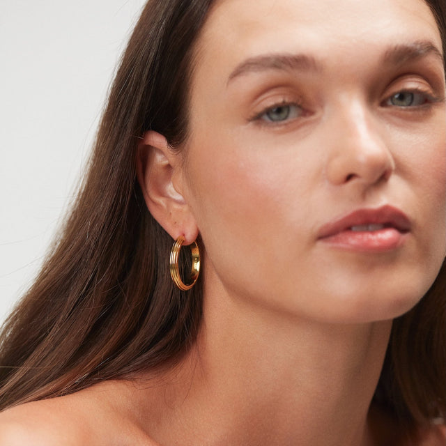 Golden Deco Hoops Bold Gold