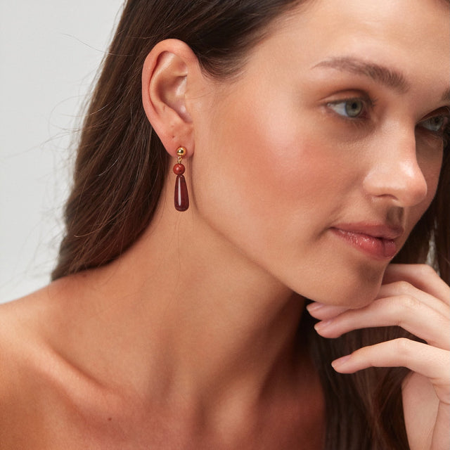 Hot Drops Earrings Red Jasper