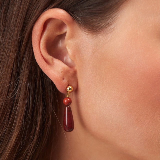 Hot Drops Earrings Red Jasper
