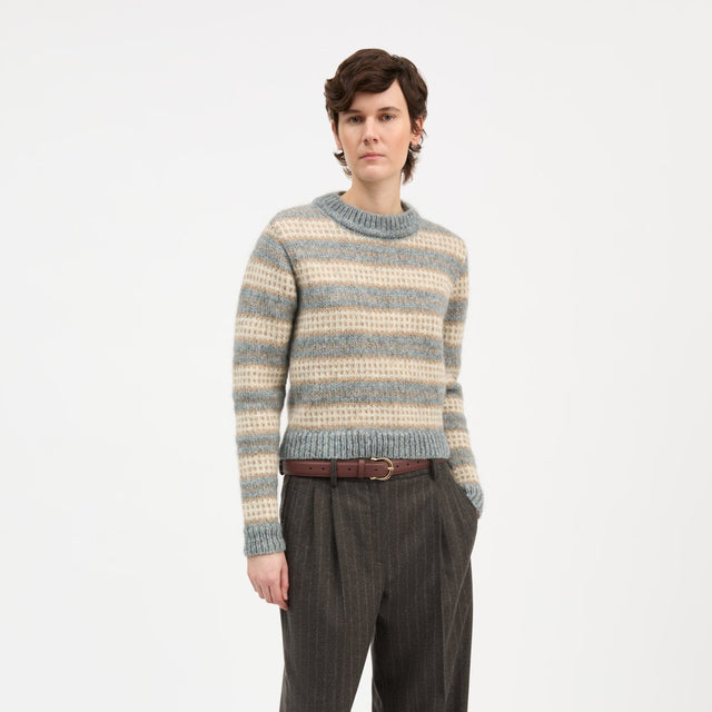 Svala O´Neck Sand/Beige/Stormblue intarsia