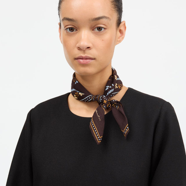 Floral Tørklæde Brun 55x55