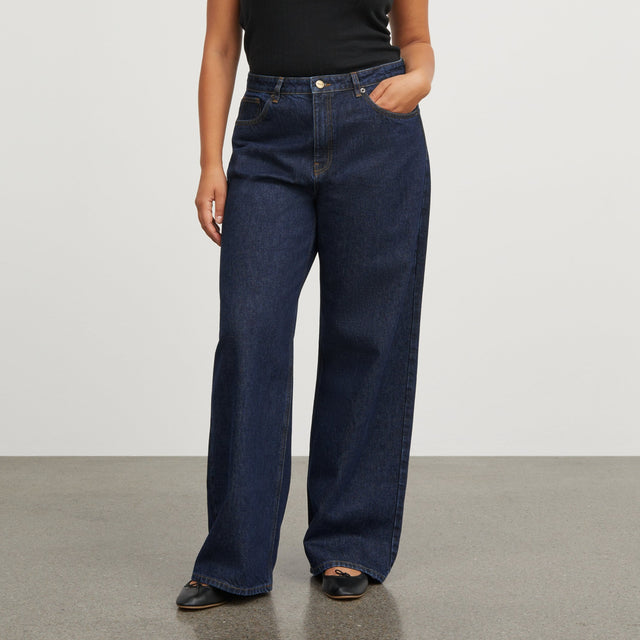 Willow Wide Jeans Denim Indigo Blå