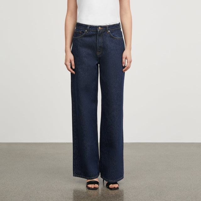 Willow Wide Jeans Denim Indigo Blå