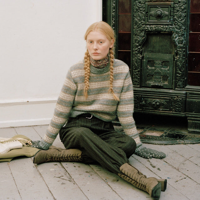 Svala O´Neck Sand/Beige/Stormblue intarsia