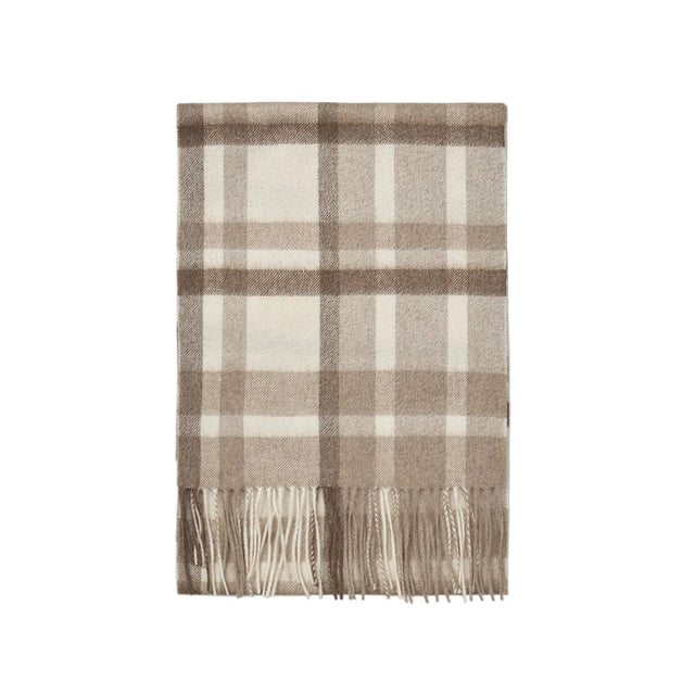 Cashmere Woven Scarf Checked Sand