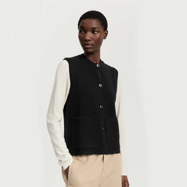 Elva Merino Uld Vest Sort