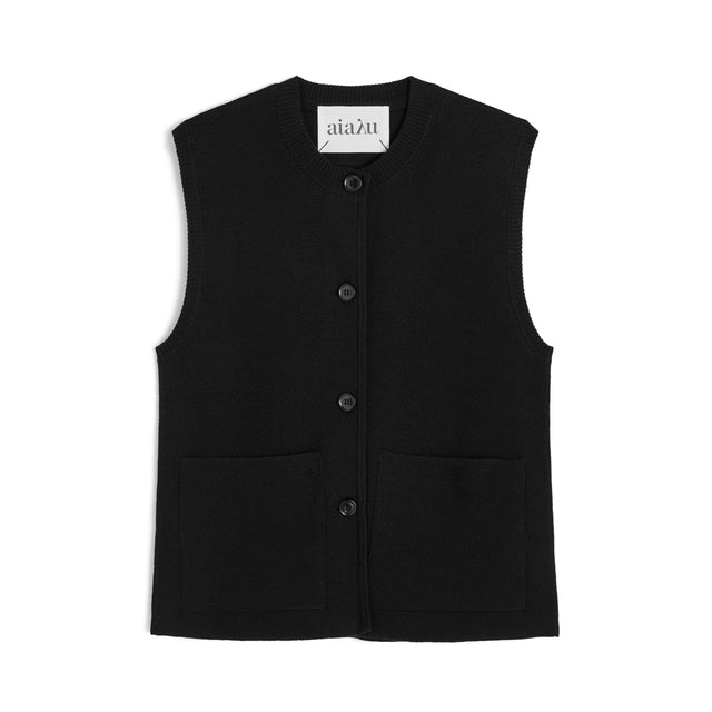 Elva Merino Uld Vest Sort