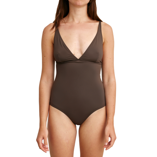 Shoulder Strap Swimsuit Brun