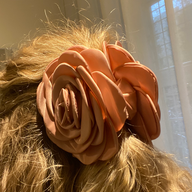 Giant Satin Rose Hair Clip Nude