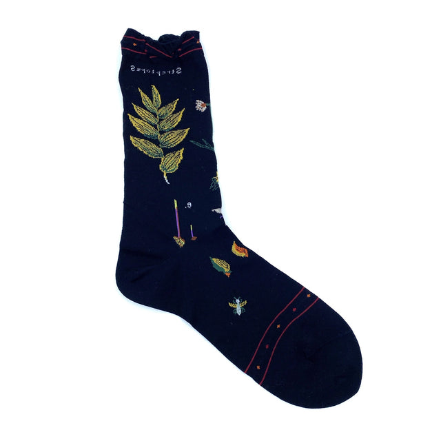KT-179S Strømper - Botanical, Black