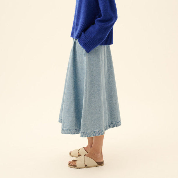 Pen Denim Nederdel Blå