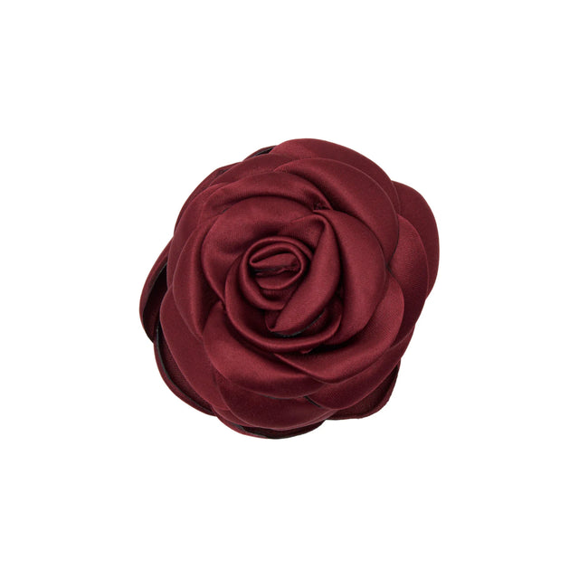 Small Satin Rose Hair Clip Plum