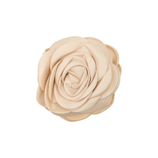 Stor Satin Rose Hårklemme Beige