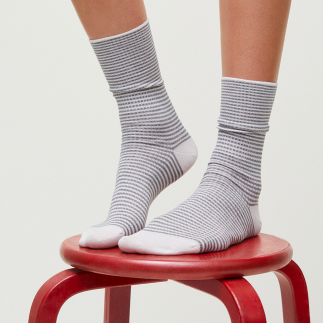 Cotton Stripe Socks Grey