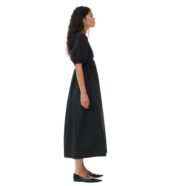 F9131 Cotton Poplin Long Dress Black