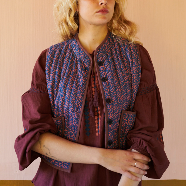 Autumn Leaf Quilted Vest Love