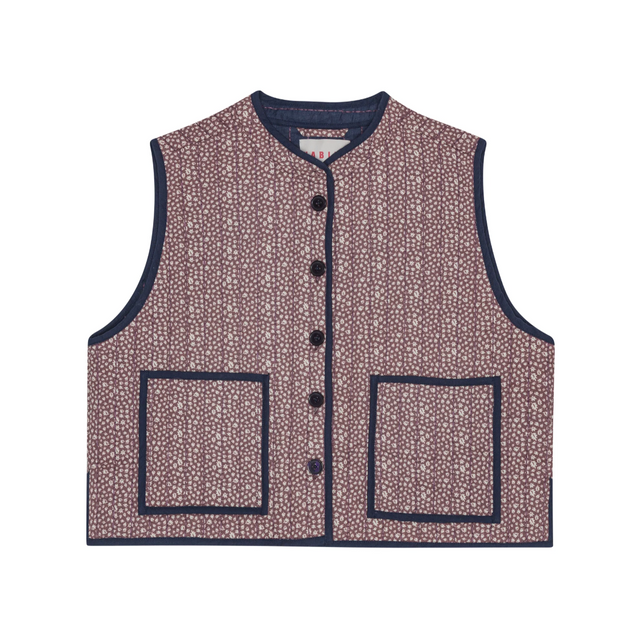 Autumn Leaf Quilted Vest Burgundy