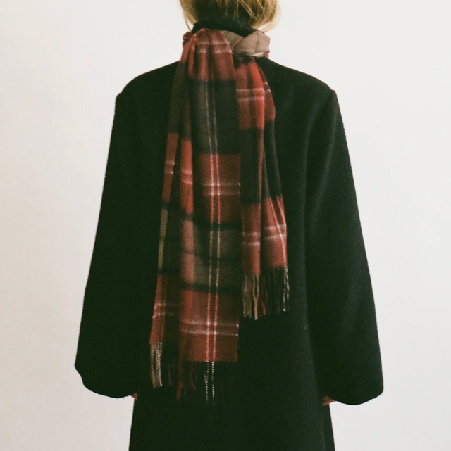 Cashmere Woven Scarf Checked Bordeaux