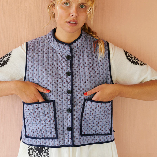 Astrid Quilted Vest Blue
