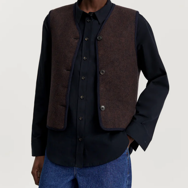 Hilda Uld Vest Navy Melange