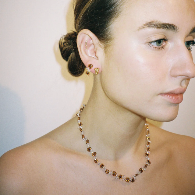 Brown Flower Earstick