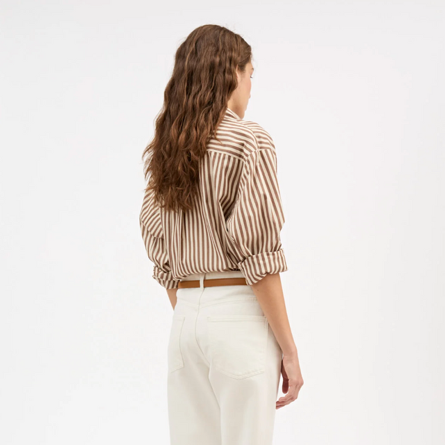Edgar Skjorte Brown/Ecru stripe