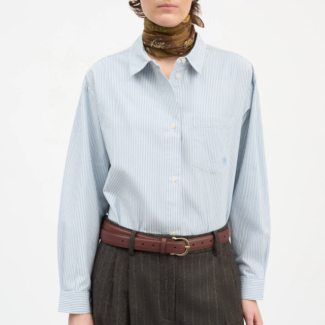 Edgar Skjorte oxford Light blue/White stripe