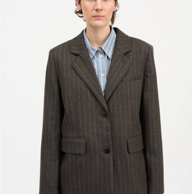 Joan Blazer Brown/Black Pinstripe