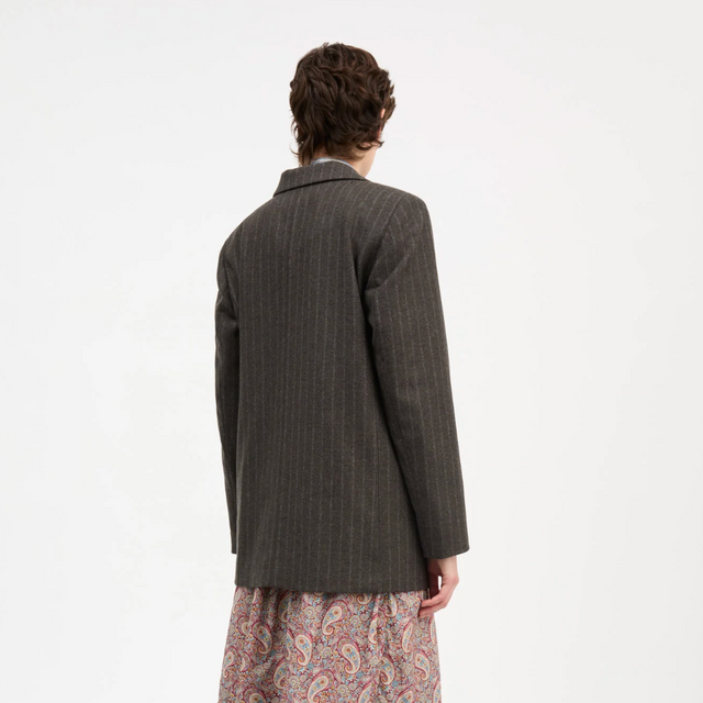 Joan Blazer Brown/Black Pinstripe