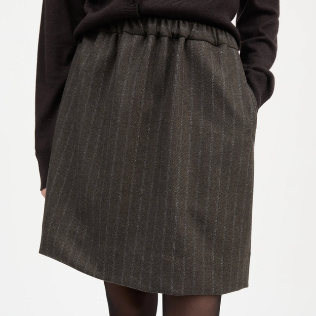 Marcella Skirt Brown/Black Pinstripe