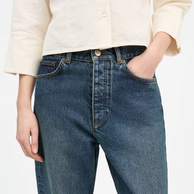 Sharon Straight Jeans Washed Dark Blue