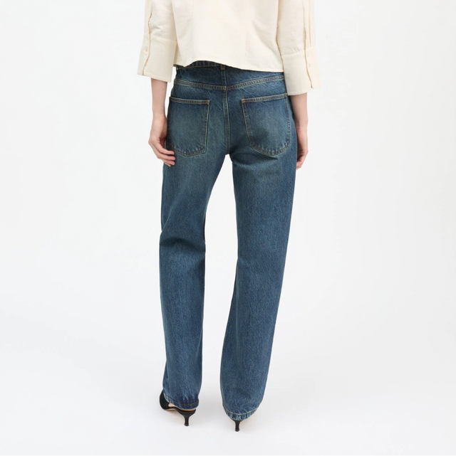 Sharon Straight Jeans Washed Dark Blue