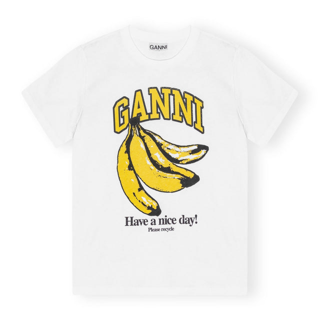 Ganni T3861 Basic T-Shirt Banana - T-Shirts i Hvid (White) Køb t-shirts hos Adelie. Dametøj på nørrebro og onlline til hele Danmark